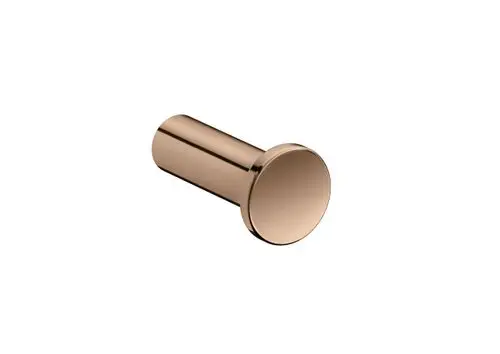 Handtuchhaken aus glänzend poliertem Material in Rotgold-Optik, entworfen von AXOR. Einfaches, funktionales Design ohne sichtbare Montageelemente.